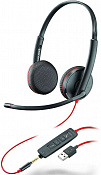 Наушники с микрофоном Plantronics Blackwire C3225 черный/красный 1.5м накладные оголовье (209747-201
